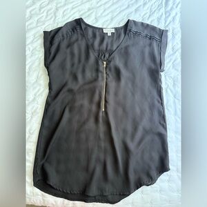 GUESS Women's Black Blouse with Gold Accent